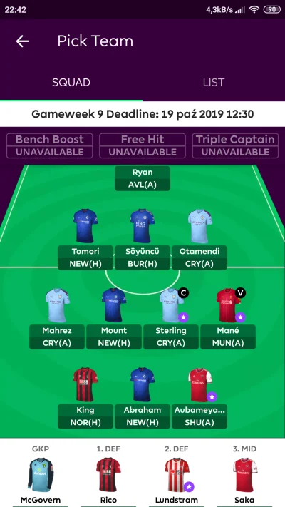 Czyjatoja - #fpl
Coś do zmiany? Jestem na wildcardzie. 0.1 w banku