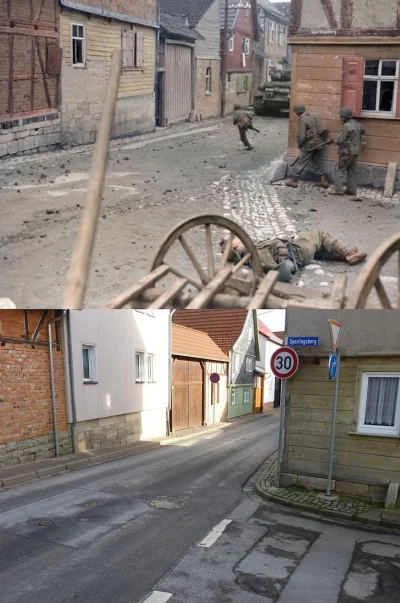 Zdejm_Kapelusz - Ta sama ulica obecnie i 71 lat temu.

#fotografia #fotohistoria #c...