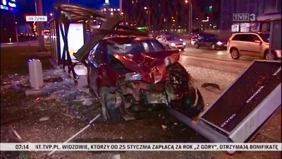 Reepo - "Wrocław: auto kompletnie zniszczyło wiatę przystankową przed Magnolią. Na sz...
