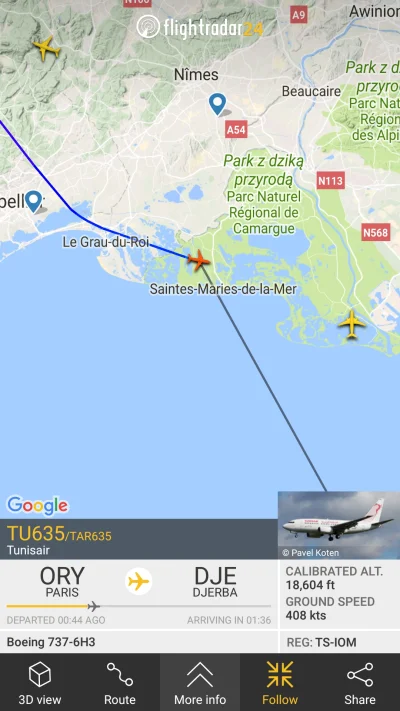 K....._ - #flightradar24 #7700 #lotnictwo 
Tunisair (B737) zgłosił squawk 7700 (gene...