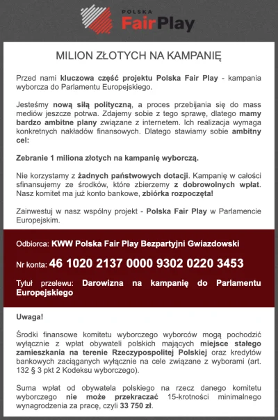 L3stko - Mireczki, #polskafairplay nie korzysta z subwencji partyjnej. Musi liczyć na...