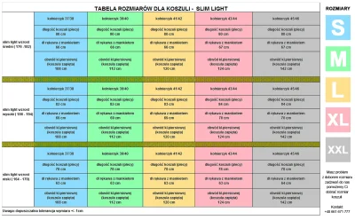 loscave - @Felonious_Gru: Tabela rozmiarów dla koszuli - SLIM LIGHT