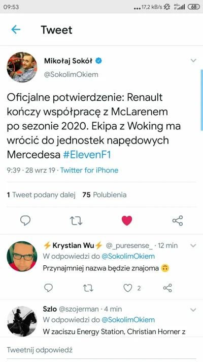 s.....s - #f1 Haha dopiero co pisałem, że w McLarenie jednostką napędową będzie Merce...