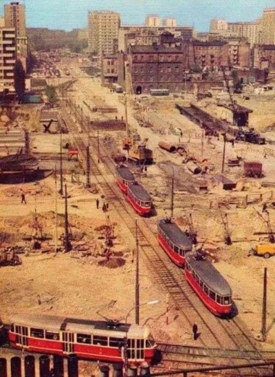 sropo - Warszawa - 1974 rok - plac budowy Dworca Centralnego - zdjęcie ukazuje ogrom ...