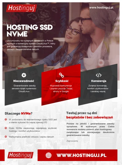 hostinguj - Zapraszamy do zapoznania się z naszą nową ofertą hostingu SSD NVMe pod ad...