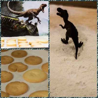 yaso - I efekt końcowy:
Ciastka, dinozaury, ślady... i świetna zabawa :)