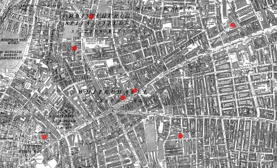 myrmekochoria - Różne lokacje morderstw na mapie.