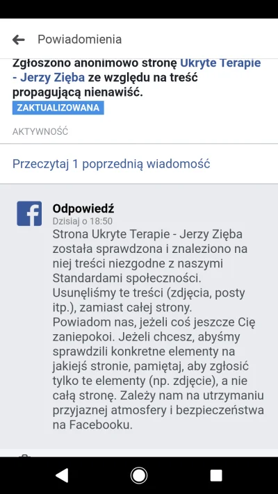 kyosti - Facebook odpowiedział na moje zgłoszenie. #jerzyzieba #zieba