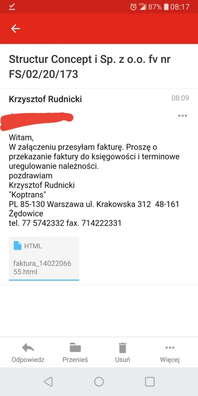 Artmanbdg - Czy to scam? Fakturka w Htmlu ? #scam #koptrans