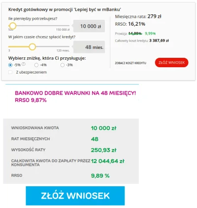 mlekoag - Mbank i Provident. Kredyt 10 tys. 48 rat / kalkulatory ze strony głównej ob...