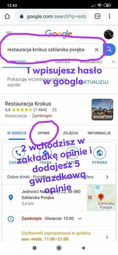 Dorhak - Restauracja Krokus w Szklarskiej Porębie płaci za wystawianie im dobrych opi...