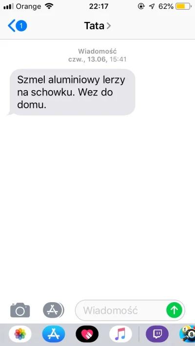 Samulem - @somskia: Jedyny SMS od ojca przez kilka lat .
Ogólnie to się słabo spisał.