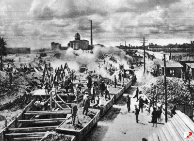 Sowiet_Kusy - Rok 1928, budowa kanalizacji. Widok z wiaduktu bodajże zachodniego (?) ...