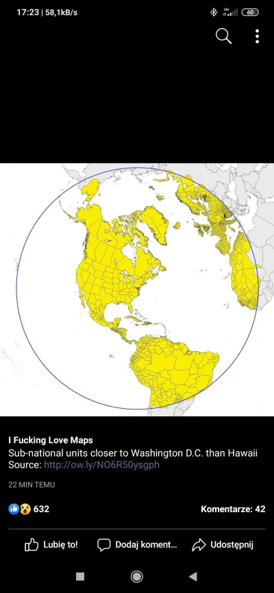 Darson666 - Na żółto zaznaczone tereny do których z Waszyngtonu jest bliżej niż na Ha...