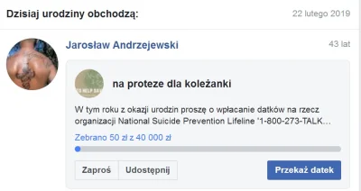 superbemben - zebrał na proteze dla koleżanki 40k PLN poprzez National Suicide Preven...