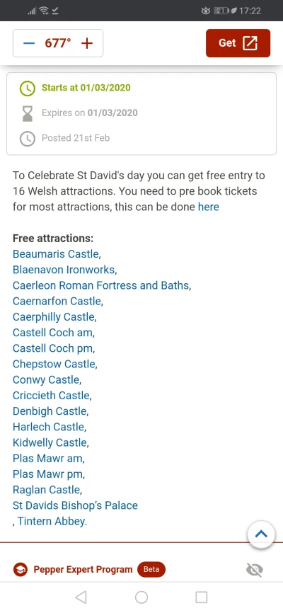 adekad - Darmowe wejściówki w niedzielę do Walijskich zamków z okazji st David's day....