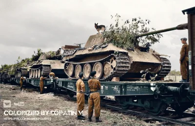 wojna - Transport czołgów Panzer V "Pantera" z 5. Dywizji Pancernej SS „Wiking” gotow...