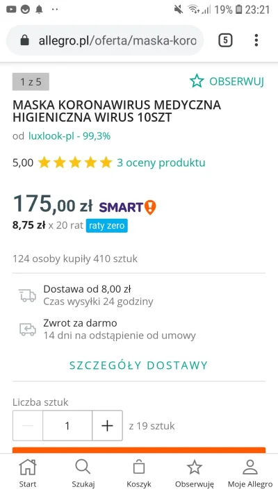 Slavian4k - Ale ktoś interes zrobił xD koszt produkcji takiej maseczki to kilka grosz...