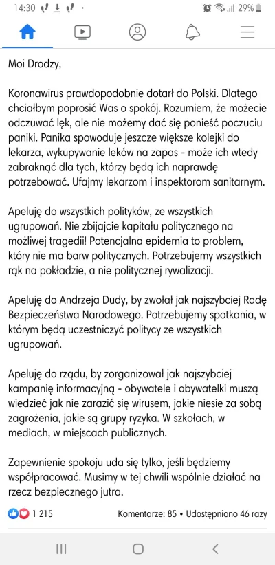 RudaMirabelka - Post Roberta Biedronia na fb 
#koronawirus #2019ncov #wirus