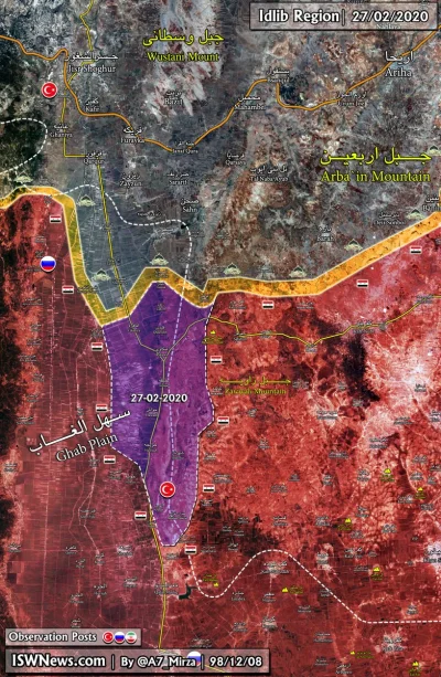 60groszyzawpis - Mapa dzisiejszych postępów SAA. Cała równina Al Ghab została zajęta ...