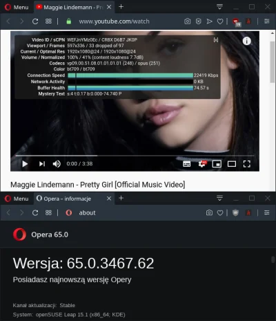 rafosk - @neuromancer80: Sprawdziłem właśnie openSUSE Leap 15.1 z Operą 65.0.3467.62 ...