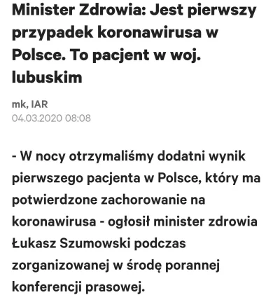 Filippa - "Pacjent nie jest z grupy bardzo wysokiego ryzyka- powiedział Szumowski. Ja...