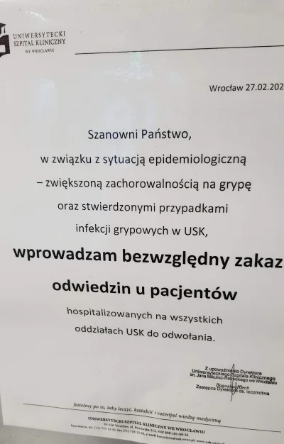 krzemas - @dr_Batman: Na Borowskiej we Wrocławiu jest zakaz odwiedzin, ciekawe czy na...