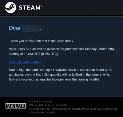 Jotu - Valve Index ponownie w sprzedaży w poniedziałek 9 marca od godziny 19:00.
#va...