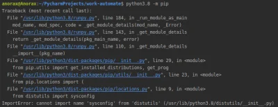 Anorax - #python

Cześć, mam problem z PIP w Python 3.8: każda próba użycia PIPa wy...