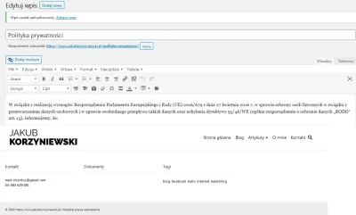 jakub-korzyniewski - Witam. Wgrywam politykę jako wpis/strona pod odnośnikiem https:/...