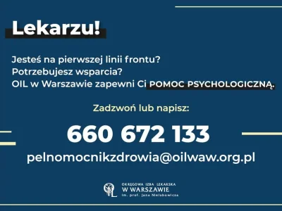jmuhha - Izba Lekarska w Warszawie uruchomiła specjalny numer z pomocą psychologiczną...
