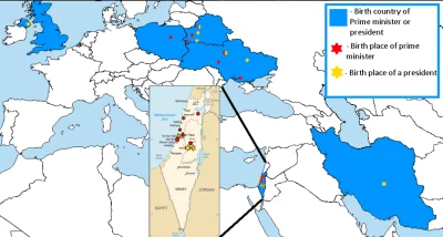 dsn1 - Miejsca urodzenia premierów i prezydentów Izraela. 
Pierwszy premier Izraela,...