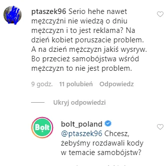 NieznanyWykopek - A bolt profesjonalnie pod postem wyśmiewającym mężczyzn bagatelizuj...