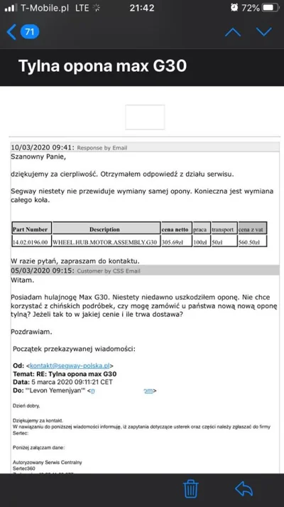 L.....t - Gdyby ktoś się zastanawiał nad zakupem Ninebot Max... to serwis w Polsce ni...