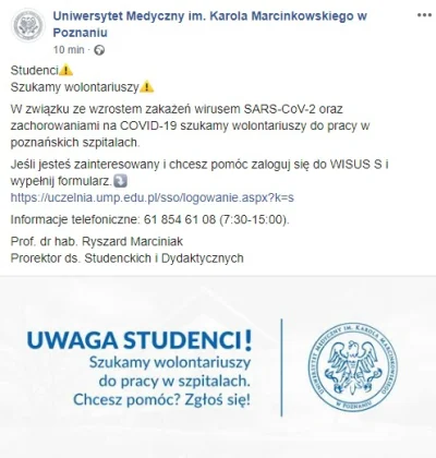 jmuhha - Uniwersytet Medyczny w Poznaniu, poszukuje wolontariuszy wśród studentów. 
...