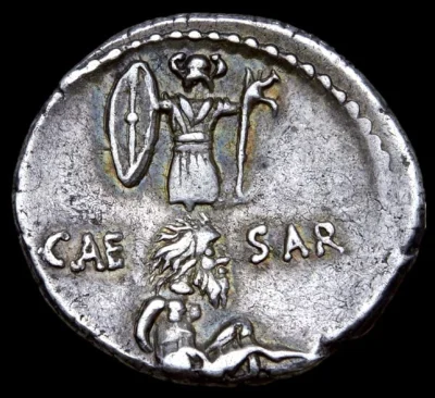 IMPERIUMROMANUM - Moneta rzymska upamiętniająca triumf Cezara

Denar rzymski, wybit...