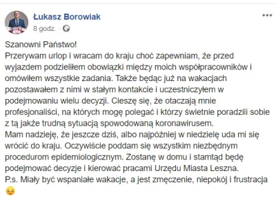 pw1 - Kisnę z prezydenta mojego miasta #leszno. Bodajże we wtorek postanowił wyjechać...