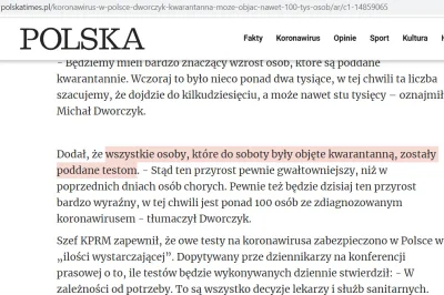 kontrowersje - > wszystkie osoby, które do soboty były objęte kwarantanną, zostały po...