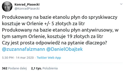 alienv - Konrad Piasecki chciał przywalić Orlenowi - bo wiadomo - bekazpisu że ho ho ...