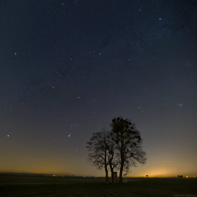 Nightscapes_pl - Klejnoty zimowego nieba. Od lewej: Syriusz, Orion, Byk i Plejady. Na...
