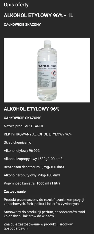 bejt - Mirki kupiłem taki #etanol na allegro żeby zrobić trochę środka do dezynfekcji...
