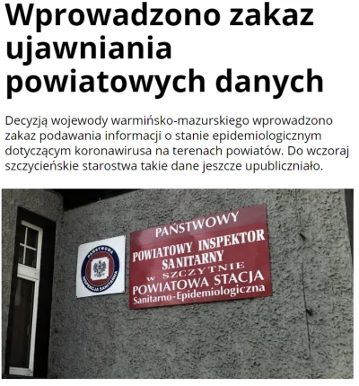 szasznik - > Decyzją wojewody warmińsko-mazurskiego wprowadzono zakaz podawania infor...