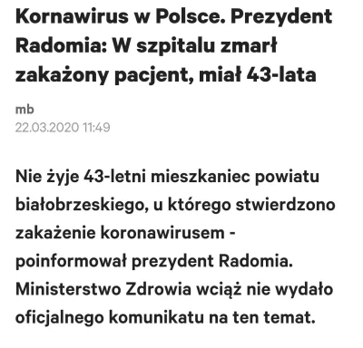 Filippa - "Ministerstwo Zdrowia wciąż nie wydało oficjalnego komunikatu na ten temat....