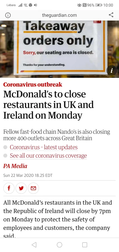 Fuszkuluszku - Od poniedziałku od godziny 19 sieć McDonald's zamknięte na terenie UK ...