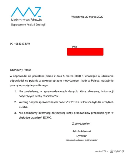 Arytmetyk - @januszzczarnolasu: Rząd na czas pandemii przygotował 67(!!) urządzeń ECM...