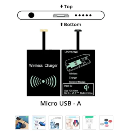 KulaM_pl - $0,03 (0,13zł) adapter do bezprzewodowego ładowania (tylko 5V/1A) micro us...