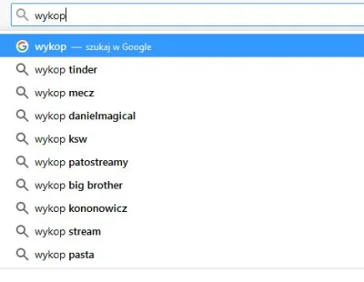 pogop - #podpowiedzigoogle po wpisaniu hasła wykop na świeżej przegladarce #takiobraz...