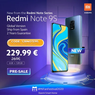 cebula_online - W Aliexpress
LINK - Xiaomi Redmi Note 9S 6.67inch 6GB 128GB Snapdrag...