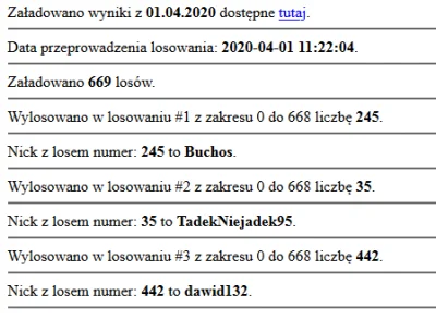 Emios - Hej,
Wracamy do Was z wynikami
2 nagrody główne zostały rozlosowanie do

...