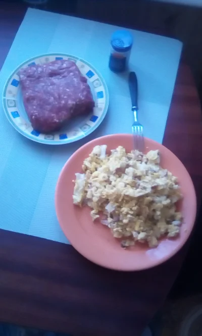 anonymous_derp - Dzisiejszy obiad: Mielona wołowina, smażony boczek, jajecznica z 2 g...
